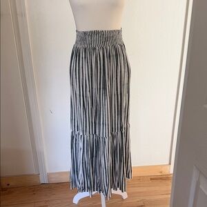 Emerson Frye India Collection SHIRRED SKIRT - MOSS STRIPE